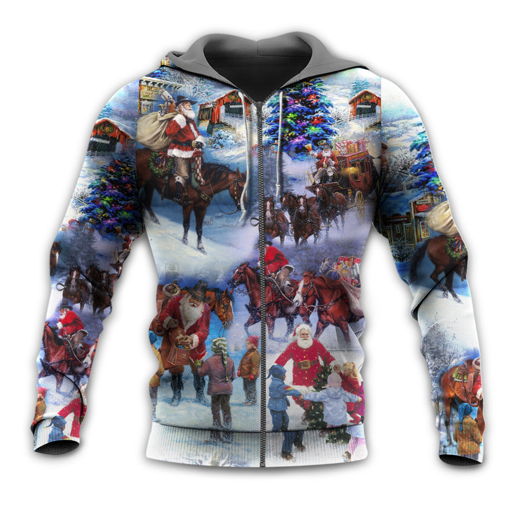 Christmas Cowboy Santa Family Love Hoodie For Christmas Gatherings Outdoor Trips And Relaxed Seasonal Style