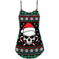 Christmas Skull Santa Hat Candy V-Neck Sleeveless Cami Dress For Festivals Travel And Relaxed Casual Summer Wear