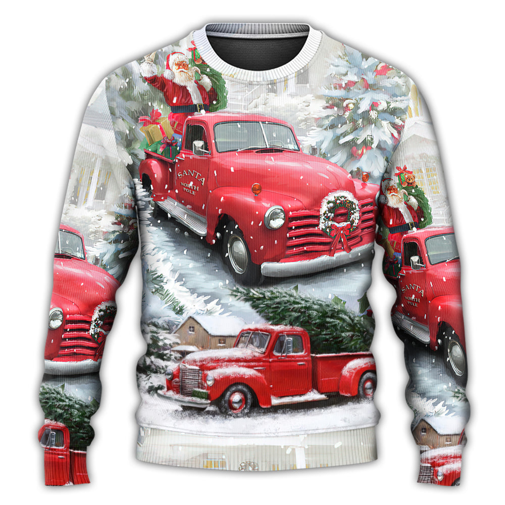 Christmas Santa Red Truck Xmas Is Coming Sweater For Winter Celebrations Family Events And Relaxed Seasonal Styling