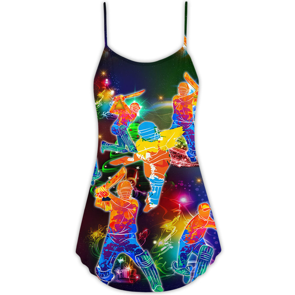 Cricket Neon Tree Christmas Snow V-Neck Sleeveless Cami Dress For Summer Events And Comfortable Everyday Style
