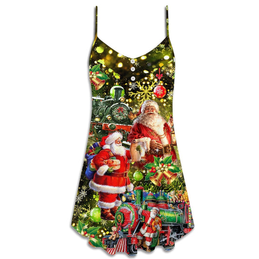 Christmas Santa Is Coming – Women's Summer Sleeveless V-Neck Camisole Dress