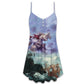 Christmas Santa Dark Battle Theme V-Neck Sleeveless Cami Dress For Summer Events And Comfortable Everyday Style