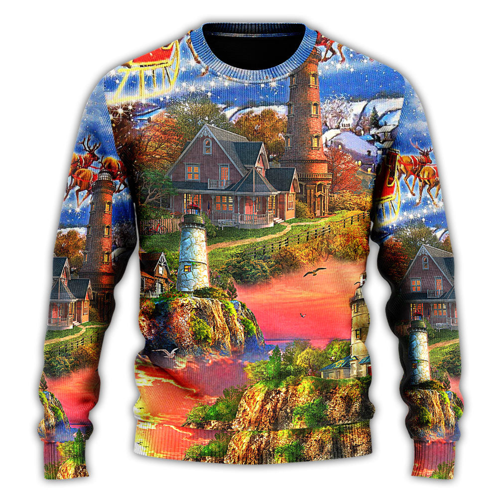 Lighthouse Christmas In Storm And Darkness Sweater For Winter Parties Seasonal Adventures And Relaxed Everyday Styling