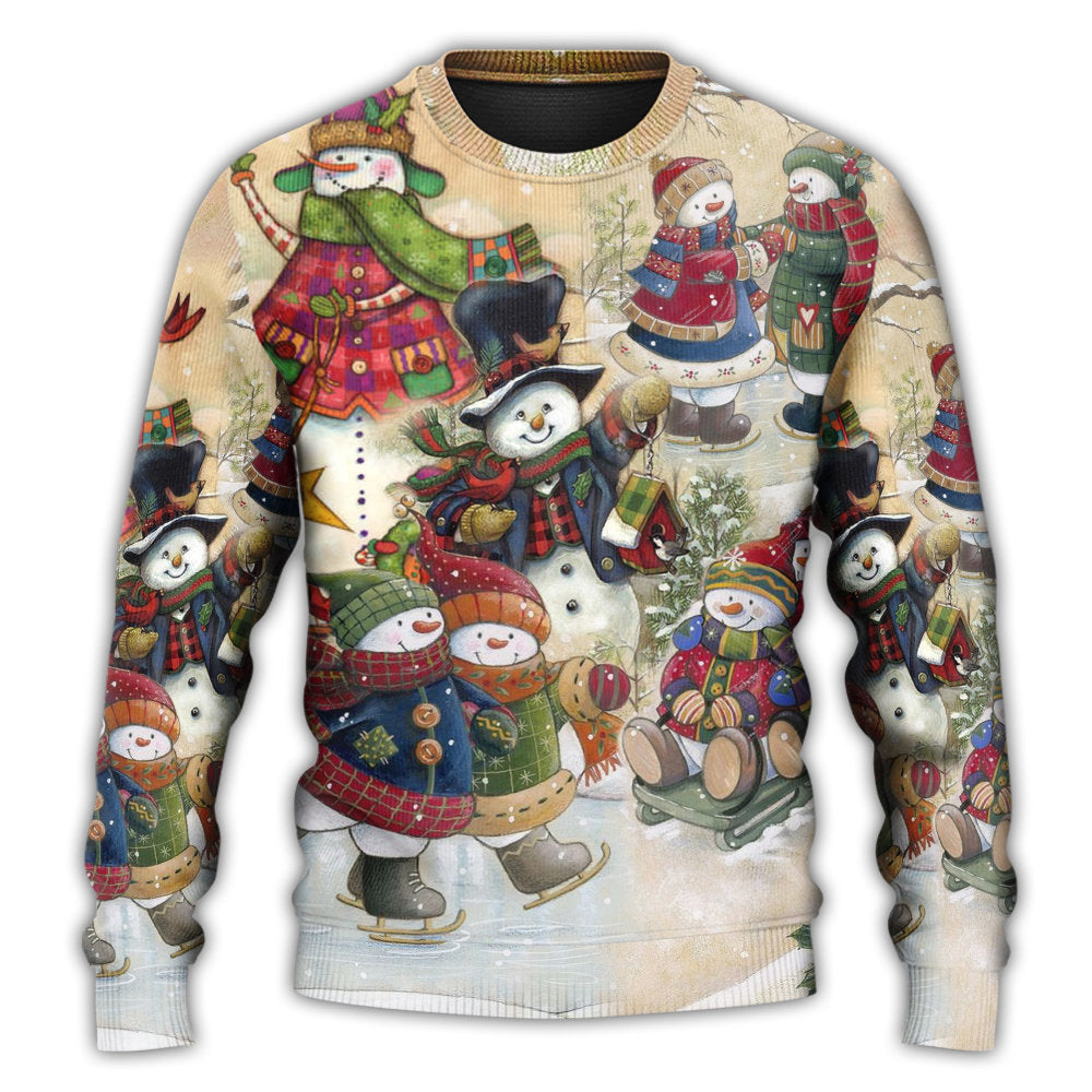 Christmas Couple Snowman Winter Sweater For Family Gatherings Winter Travel And Everyday Seasonal Comfort