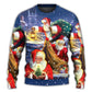 Christmas Funny Santa Up On Rooftop Sweater For Family Gatherings Winter Travel And Everyday Seasonal Comfort