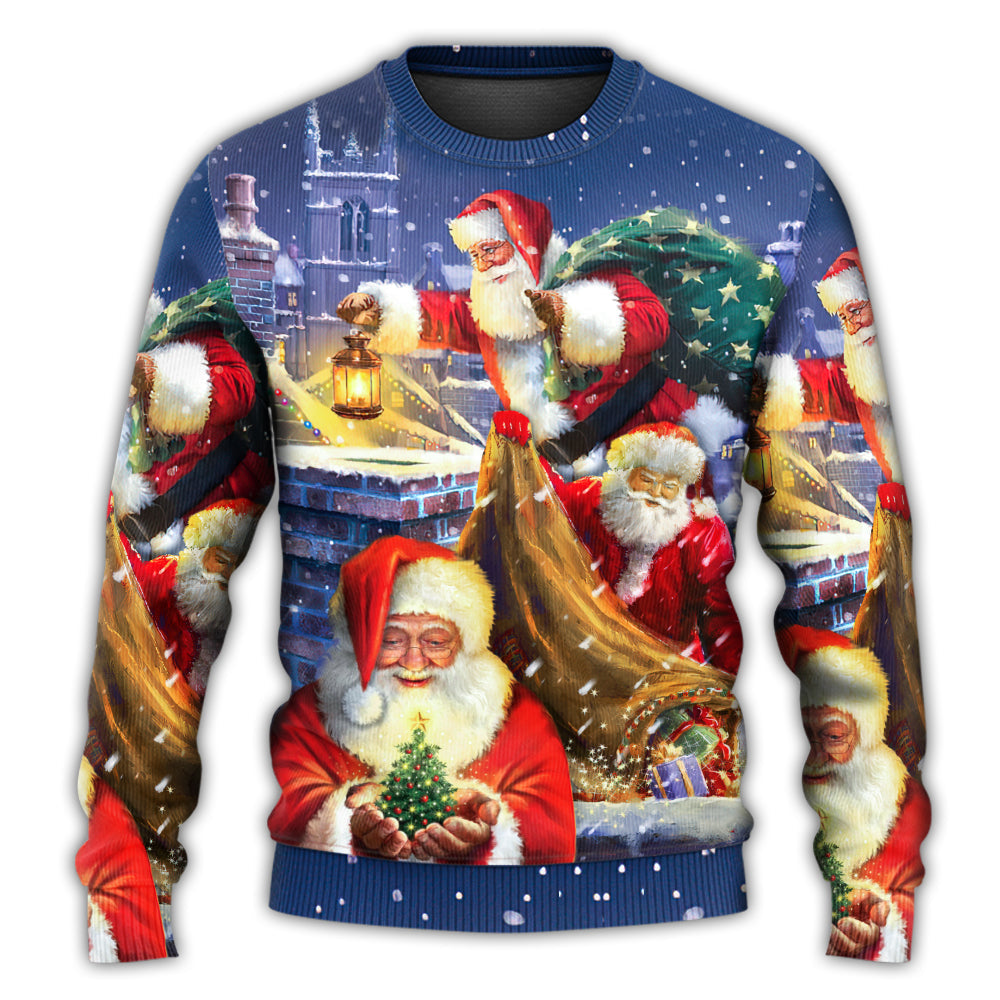 Christmas Funny Santa Up On Rooftop Sweater For Family Gatherings Winter Travel And Everyday Seasonal Comfort