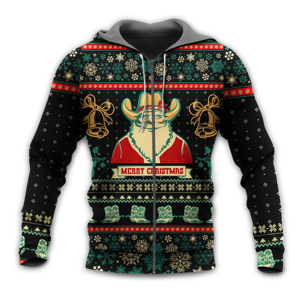 Christmas Cowboy Santa Western Hoodie For Festive Days Casual Adventures And Thoughtful Seasonal Gifting