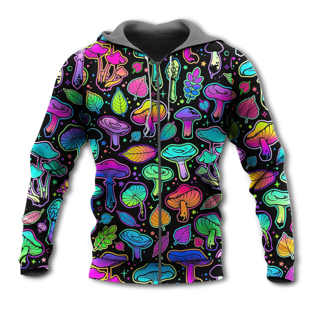 Neon Mushroom Leaf Hoodie For Boho Enthusiasts Seasonal Trips And Thoughtful Gifts