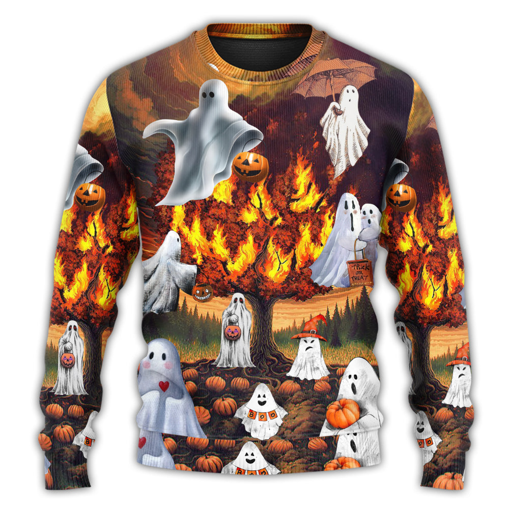 Halloween Boo Pumpkin Fantasy Sweater For Fantasy Fans Casual Outings And Weekend Adventures