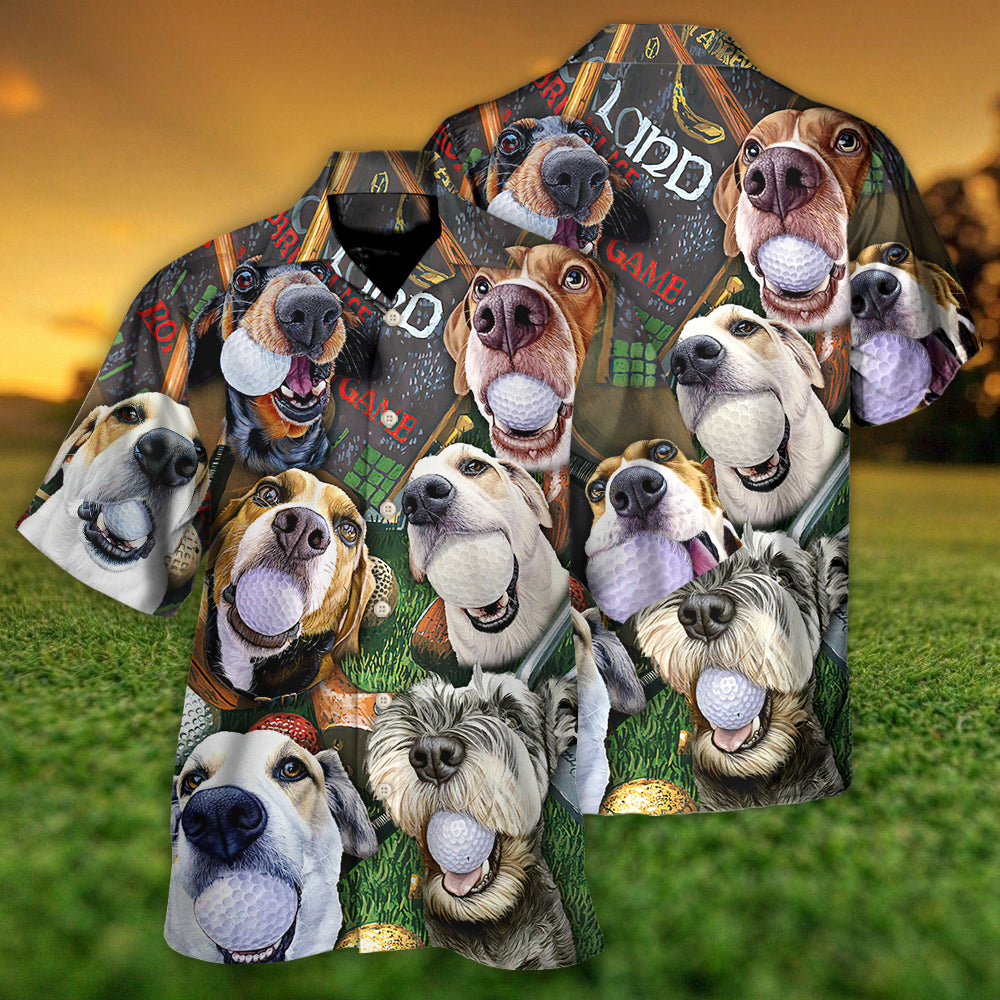 Golf Beach Dog Hawaiian Shirt Collar And Front View For Vacation Style