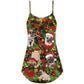 Christmas Merry Pug Holiday V-Neck Sleeveless Cami Dress For Vacations And Casual Warm Weather Wear