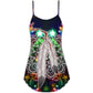 Christmas Feather Mandala Neon Holiday – Women's Summer Sleeveless V-Neck Camisole Dress