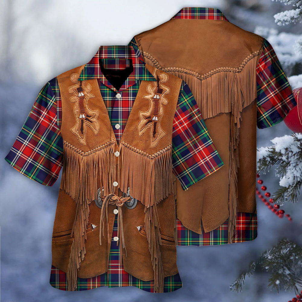 Christmas Santa String Sleeveless Leather Hawaiian Shirt For Resort Getaways And Comfortable Summer Activities