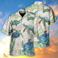 Turtle Peaceful Relaxing Calm Beach Ship Sails Hawaiian Shirt Fabric Pattern Detail For Thoughtful Gifting