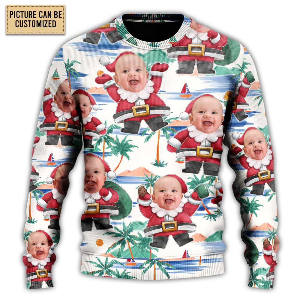 Christmas Santa Summer Beach Custom Sweater For Holiday Travel Winter Outings And Cheerful Gift Giving