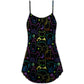 Neon Cat Playing With Kitten V-Neck Sleeveless Cami Dress For Casual Outings Vacations And Summer Style