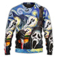 Halloween Ghost Starry Night Sweater For Art Fans Travel Parties And Distinctive Casual Style