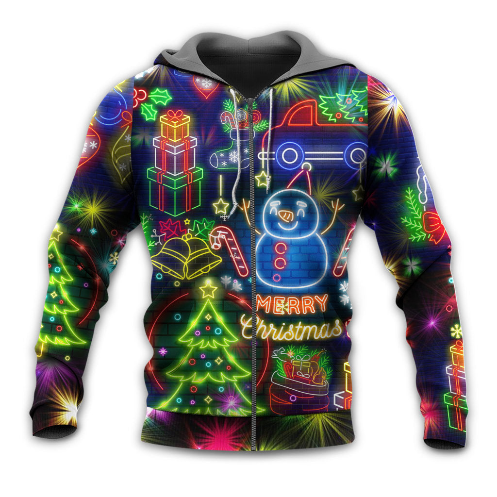 Bright Neon Christmas Lights Hoodie For Holiday Vacations Winter Events And Everyday Comfort