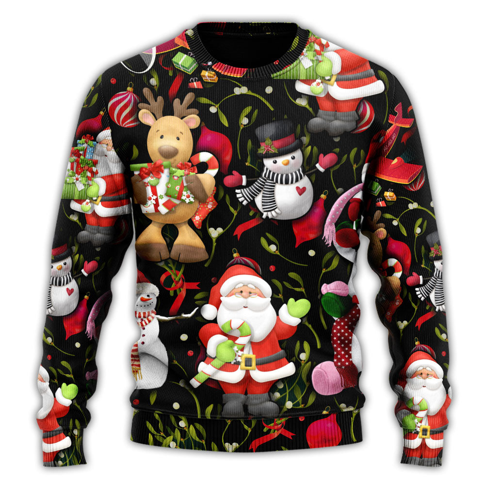 Christmas Joyful Santa Snowman Merry Xmas Sweater For Seasonal Parties Cozy Gatherings And Thoughtful Holiday Gifts