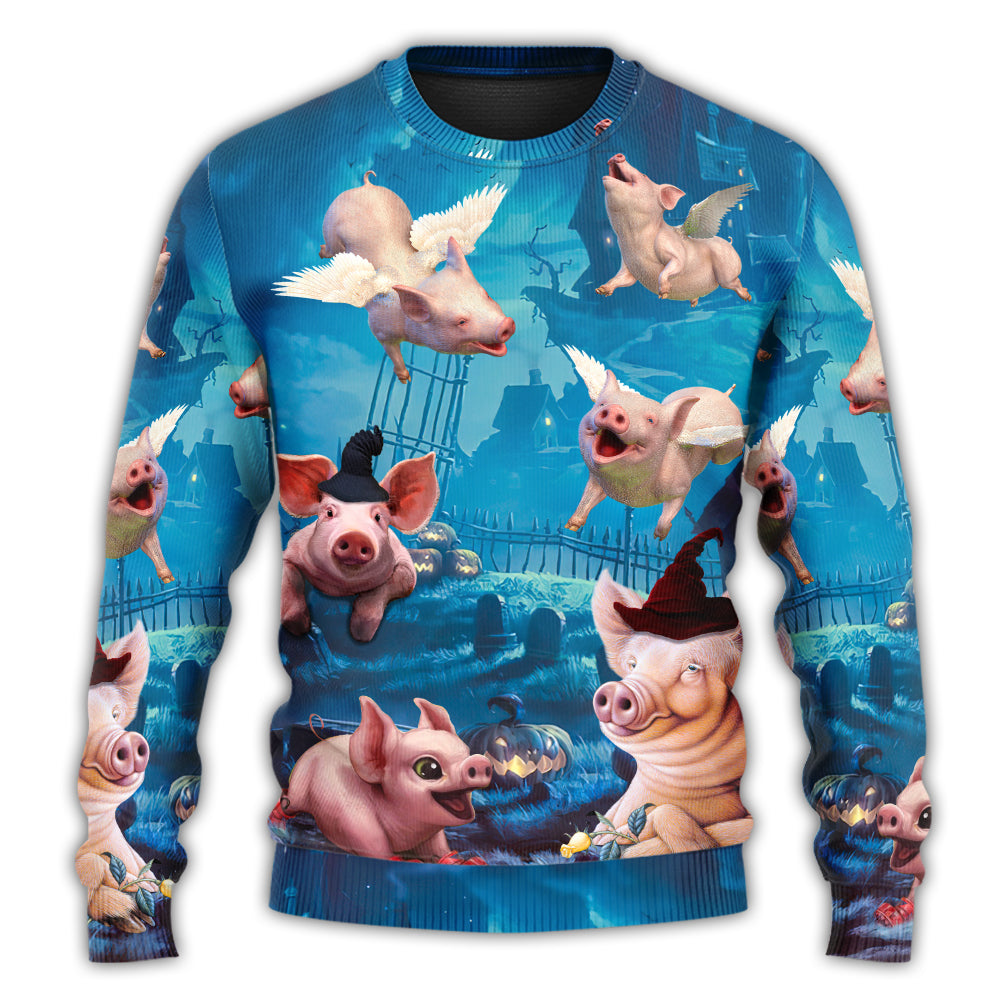 Halloween Flying Pig Pumpkin Sweater For Halloween Events Weekend Outings And Creative Gift Giving