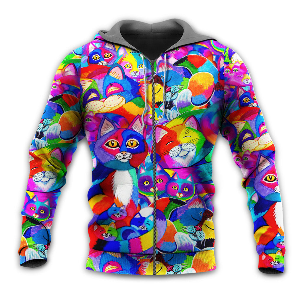 Colorful Cat Rainbow Hoodie For Pride Festivals Community Events And Colorful Everyday Style
