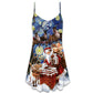 Christmas Santa Coming For You V-Neck Sleeveless Cami Dress For Festivals Travel And Relaxed Casual Summer Wear