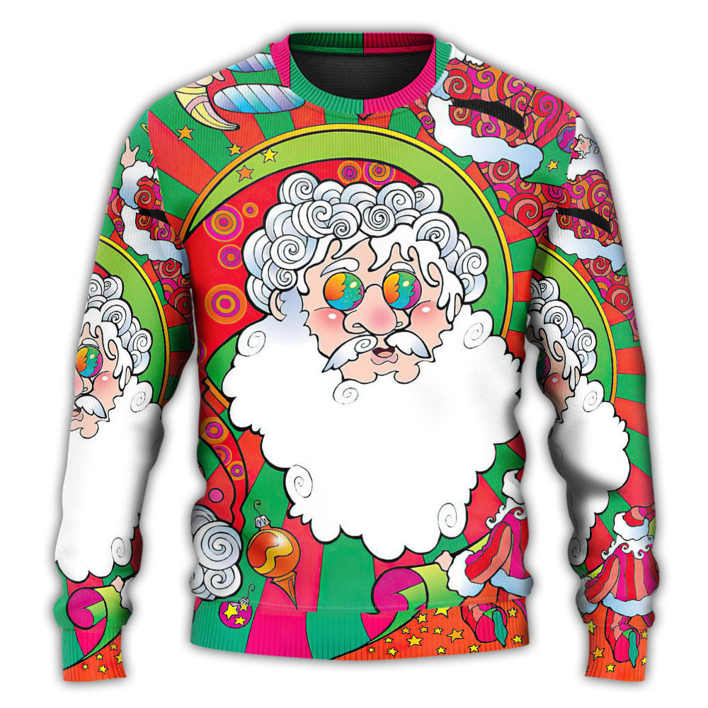 Christmas Colorful Santa Hippie Sweater For Winter Celebrations Family Events And Relaxed Seasonal Styling