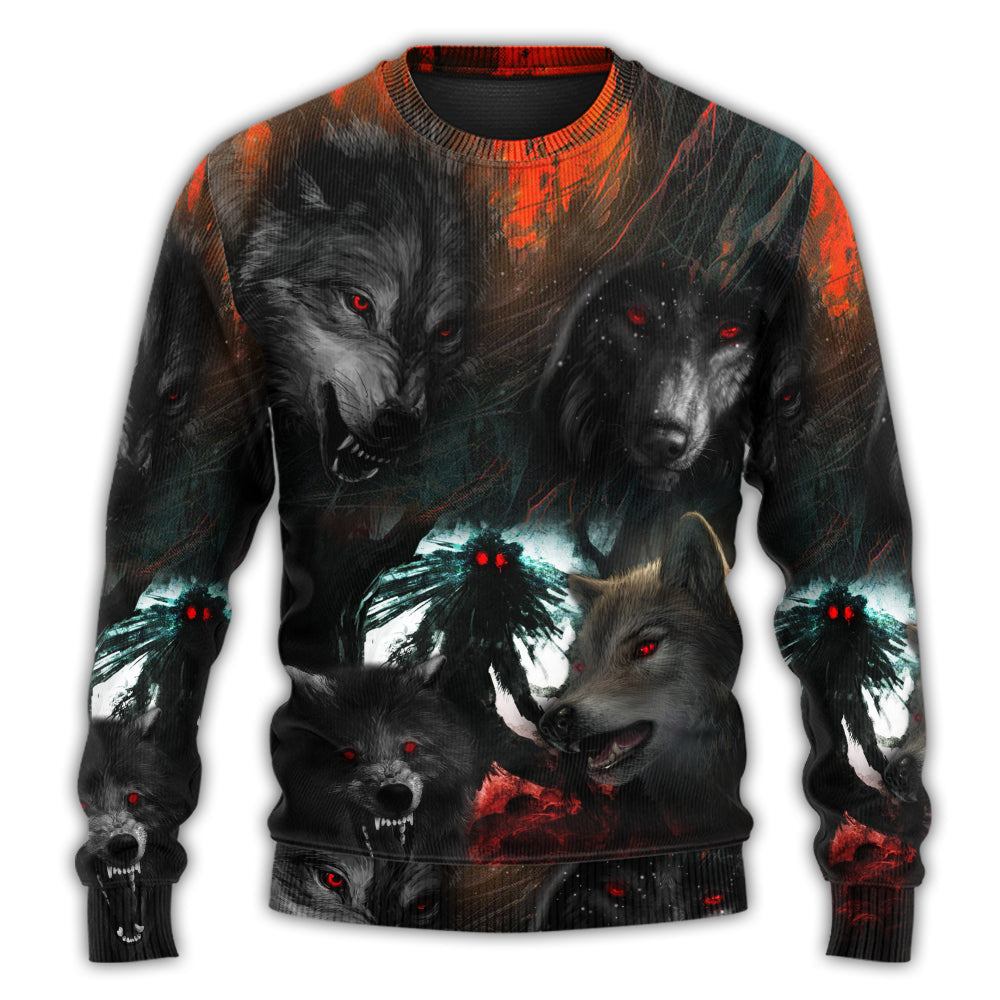Halloween Black Wolf Night Sweater For Casual Wear Parties And Thoughtful Gifting