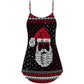 Christmas Santa Retro Nordic Pattern V-Neck Sleeveless Cami Dress For Festive Events And Casual Summer Styling