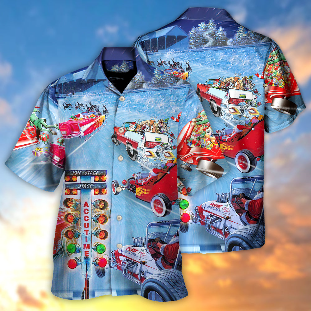 Christmas Santa Light Hawaiian Shirt Graphic Artwork Detail For Island Holidays