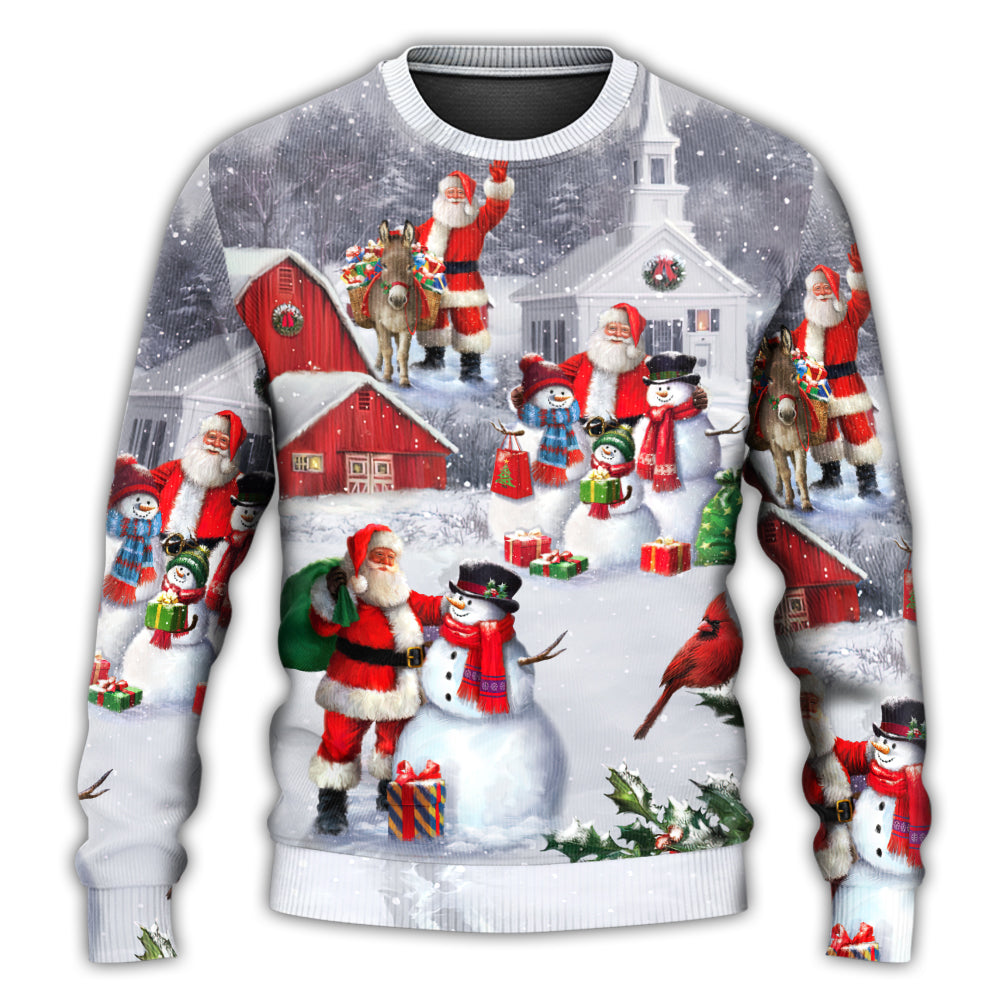Christmas Santa Snowman Family Town Sweater For Holiday Travel Winter Outings And Cheerful Gift Giving