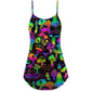 Neon Magic Mushroom Style V-Neck Sleeveless Cami Dress For Vacations Parties And Expressive Warm Weather Styling