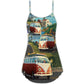 Hippie Van Beach Life V-Neck Sleeveless Cami Dress For Festivals Vacations And Relaxed Artistic Styling