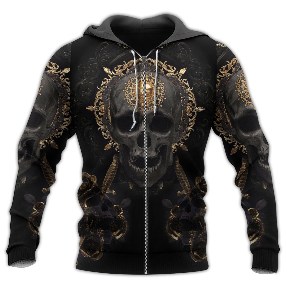 Golden Skull True King Hoodie For Alternative Fashion Events And Relaxed Everyday Wear