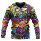 Hippie Colorful Mushroom Love Hoodie For Colorful Streetwear Festivals And Comfortable Daily Wear