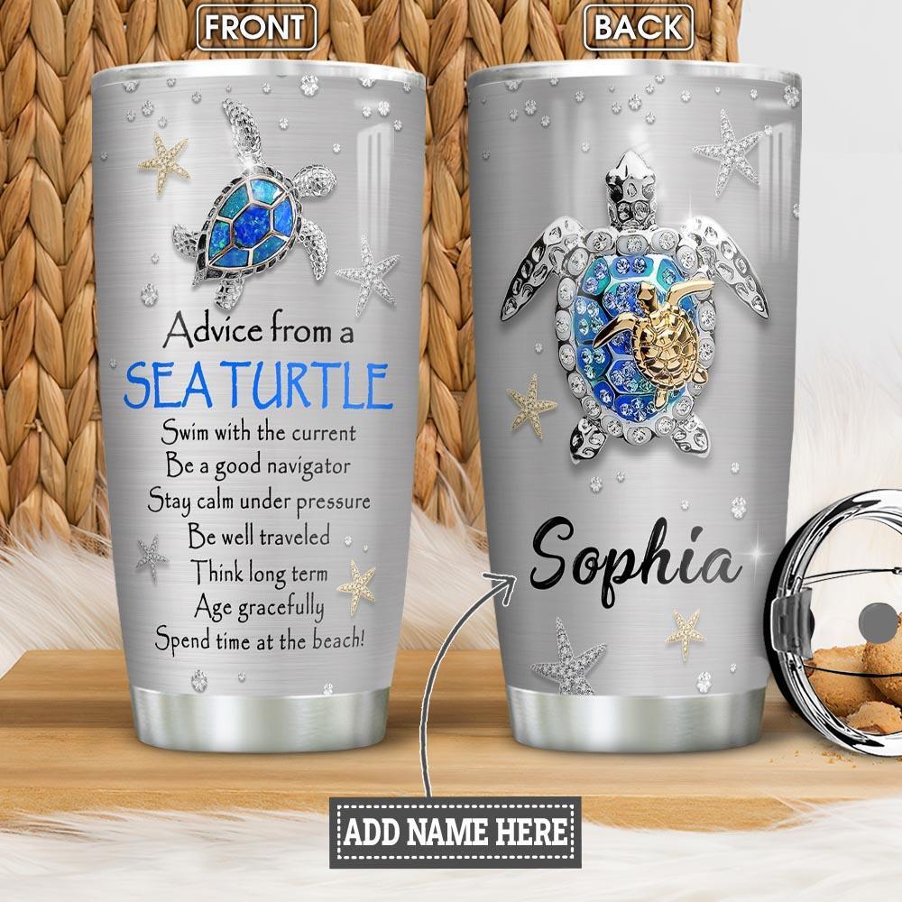 Turtle Love Beach Personalized 20 Oz Tumbler For Coffee Travel And Daily Drinks