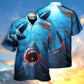 Red Shark Bites Sea Hawaiian Shirt For Poolside Relaxation And Sunny Getaways