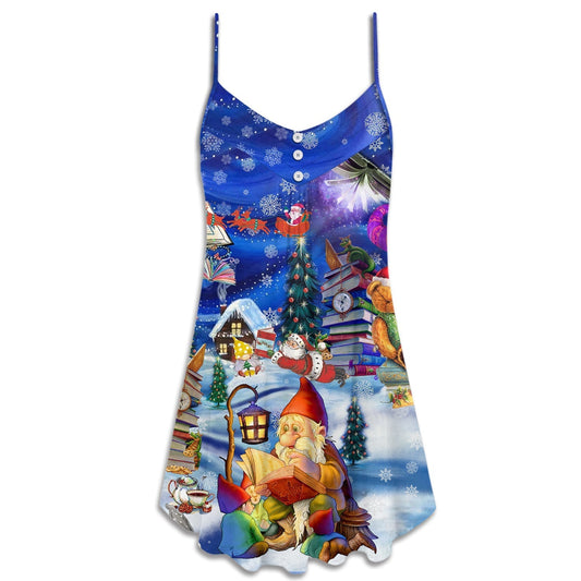 Christmas Reading Books Happy Holiday – Women's Summer Sleeveless V-Neck Camisole Dress