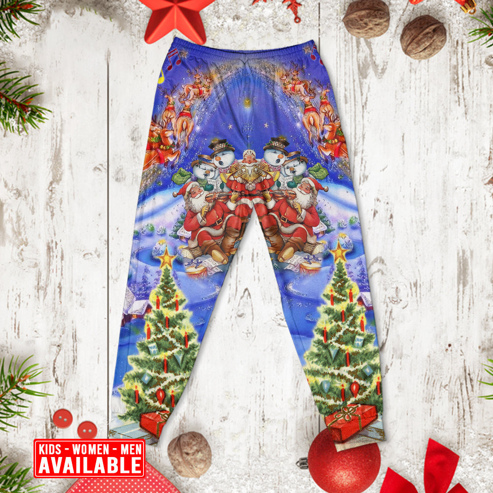 Santa Christmas Joy Long Sleeve Pajamas Set For Holiday Travel And Comfortable Home Wear