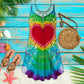 Hippie Peaceful Butterfly Heart V-Neck Sleeveless Cami Dress For Music Festivals And Thoughtful Boho Gifting
