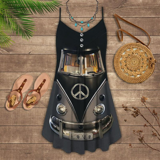 Hippie Van Retro Style Limited 4 – Women's Summer Sleeveless V-Neck Camisole Dress