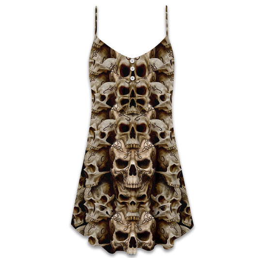 Skull Dark Inside Quote – Women's Summer Sleeveless V-Neck Camisole Dress