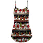 Santa Reindeer Bear Night V-Neck Sleeveless Cami Dress For Christmas Parties Travel And Bright Seasonal Fashion