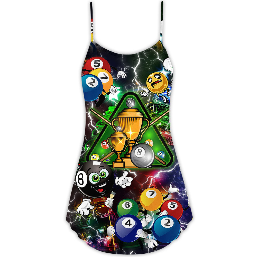 Billiard Lover Merry Christmas V-Neck Sleeveless Cami Dress For Festive Events And Casual Summer Styling