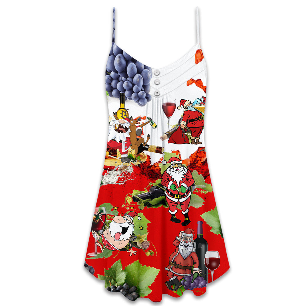 Christmas Santa Party Humor V-Neck Sleeveless Cami Dress For Summer Events And Comfortable Everyday Style