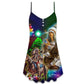 Southwestern Elder Christmas Style V-Neck Sleeveless Cami Dress For Festive Events And Casual Summer Styling
