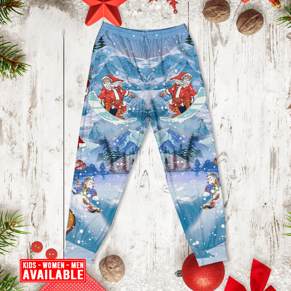 Mountain Snowboarding Christmas Long Sleeve Pajamas Set For Holiday Bedtime And Cozy Home Wear
