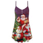 Happy Santa Christmas Gift V-Neck Sleeveless Cami Dress For Summer Vacations Festivals And Casual Everyday Wear