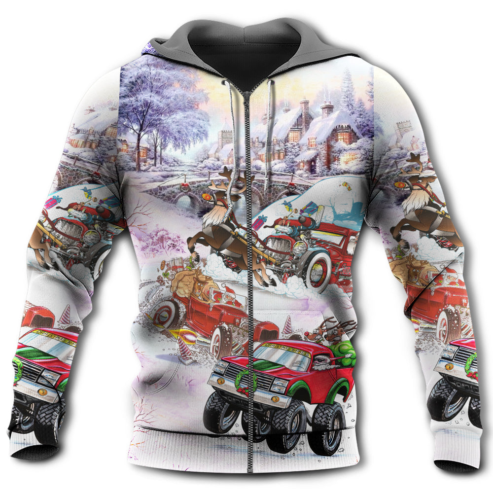Christmas Car Run Holiday Cheer Hoodie For Holiday Gatherings Winter Travel And Seasonal Gifting