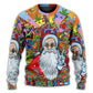 Hippie Santa Colorful Sweater For Holiday Parties Family Gatherings And Seasonal Gift Giving